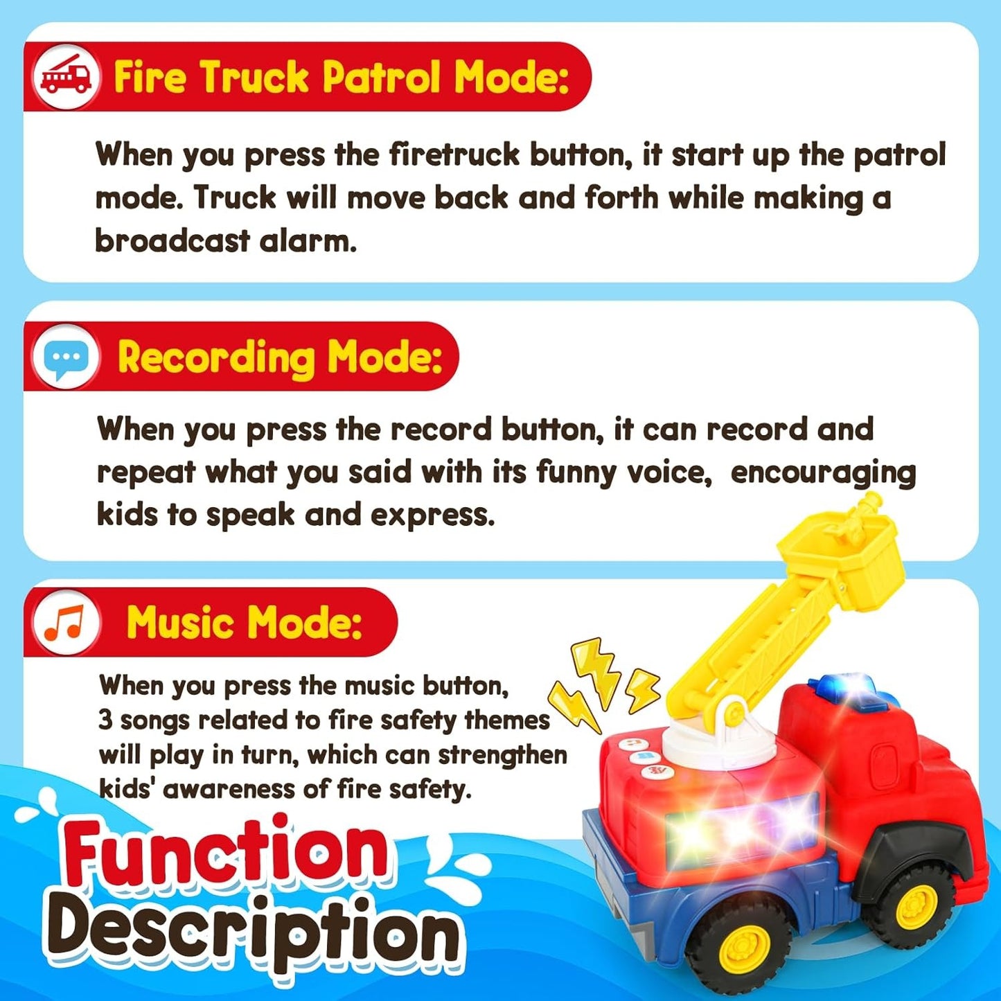 Interactive Talking Fire Truck Toy