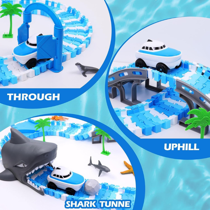 Ocean Theme Flexible Race Car Tracks for Kids