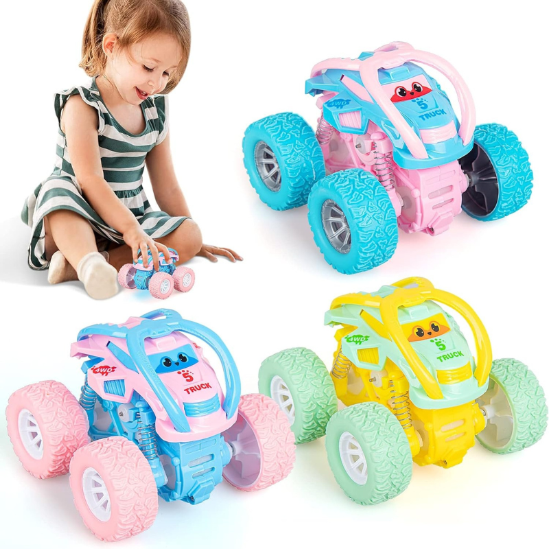 Pull Back Monster Truck Flip Stunt Car Toy for Girls Boys 2-6