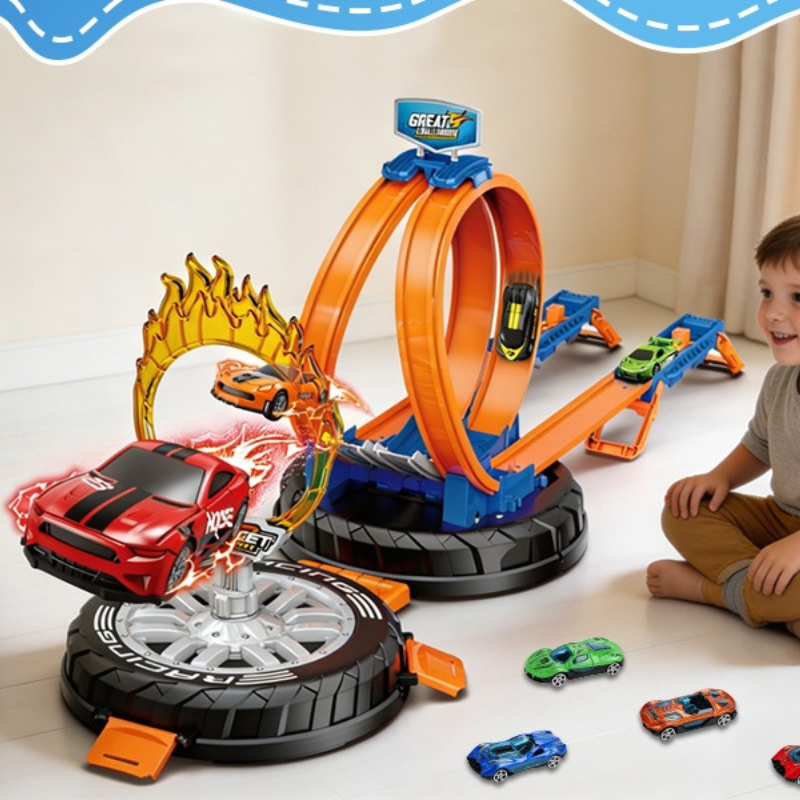 Toy Car Race Track Set Stunt Racing Playset with 360° Loop for Kids