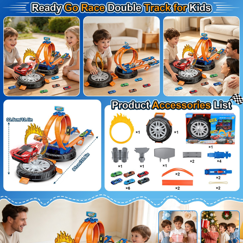Toy Car Race Track Set Stunt Racing Playset with 360° Loop for Kids