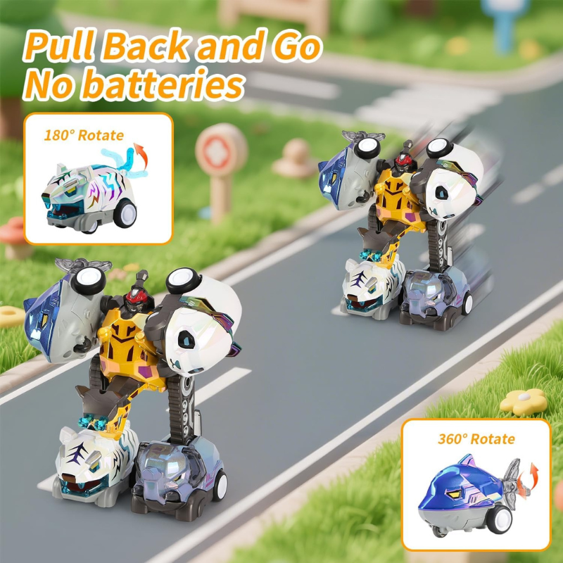 5-in-1 Transformer Pull Back Toy Cars for Ages 5-7