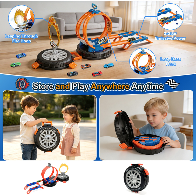 Toy Car Race Track Set Stunt Racing Playset with 360° Loop for Kids