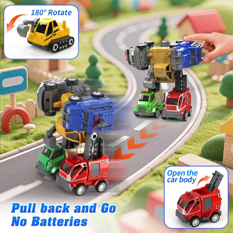5-in-1 Transformer Pull Back Toy Cars for Ages 5-7