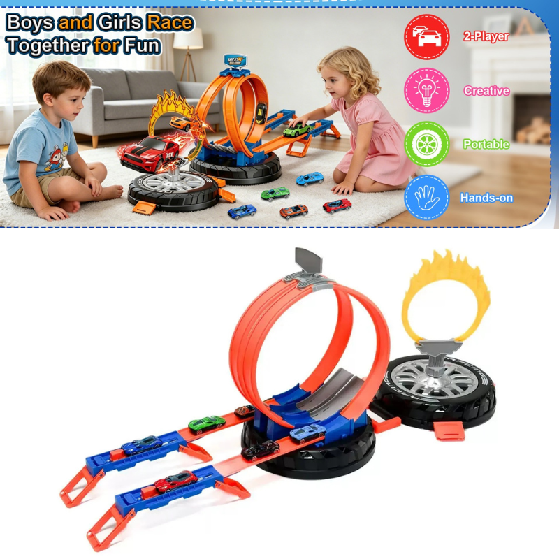 Toy Car Race Track Set Stunt Racing Playset with 360° Loop for Kids