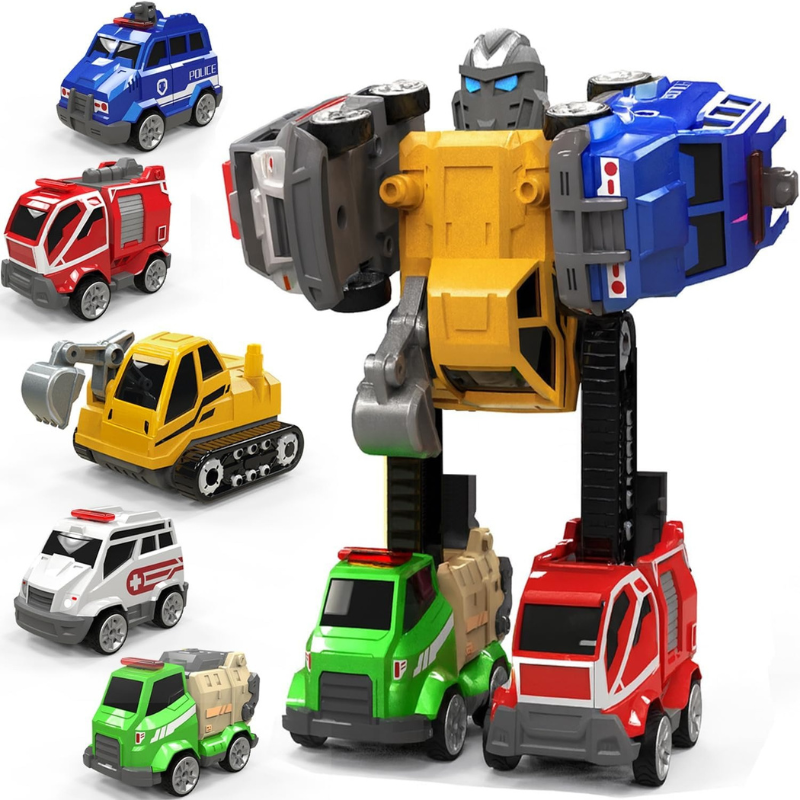 5-in-1 Transformer Pull Back Toy Cars for Ages 5-7