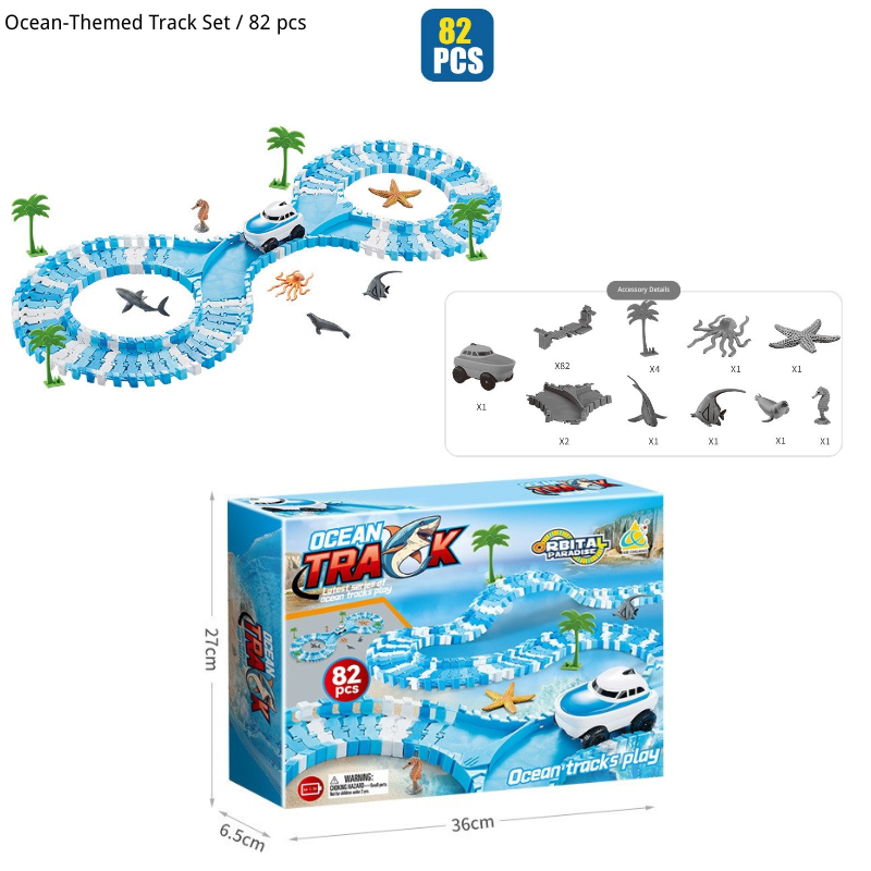 Ocean Theme Flexible Race Car Tracks for Kids