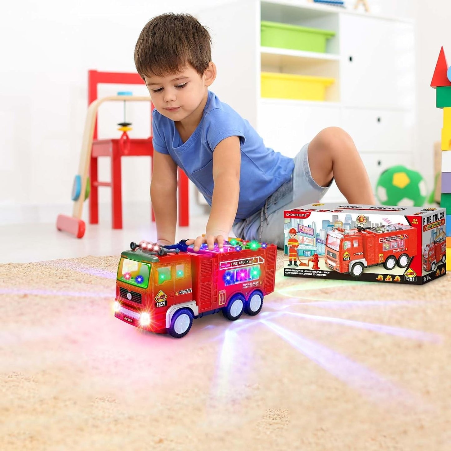 Fire Truck Toy with Music & 4D LED Lights