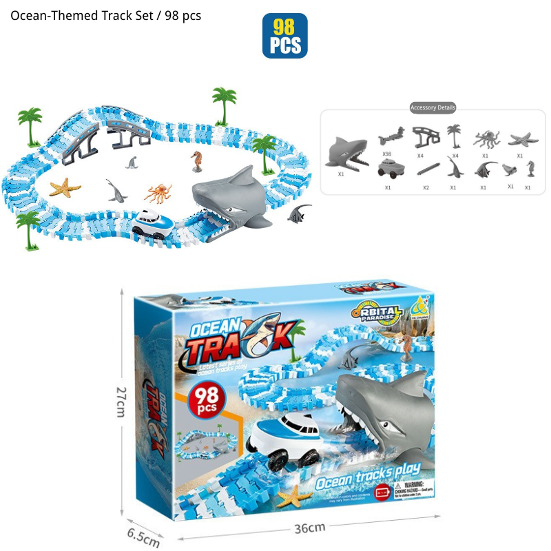 Ocean Theme Flexible Race Car Tracks for Kids