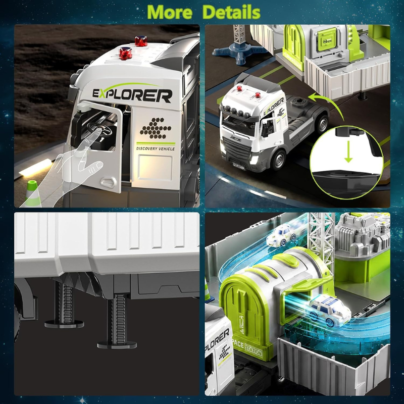 Space Explorer Truck Track Toy Playset for Kids Ages 3-8