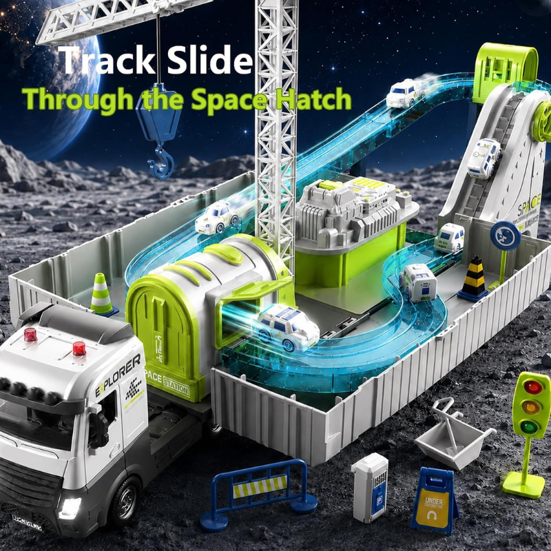 Space Explorer Truck Track Toy Playset for Kids Ages 3-8
