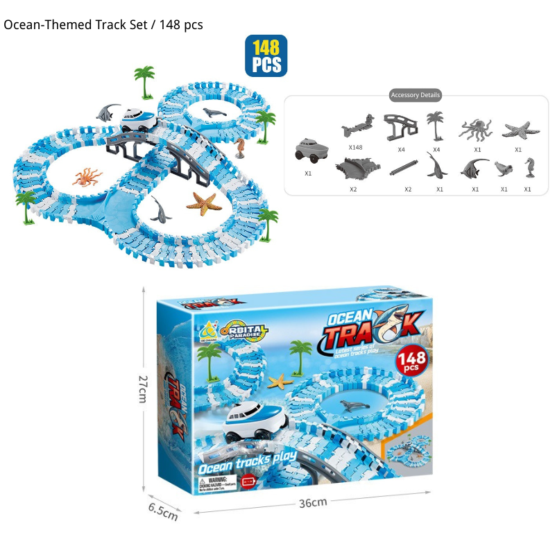 Ocean Theme Flexible Race Car Tracks for Kids