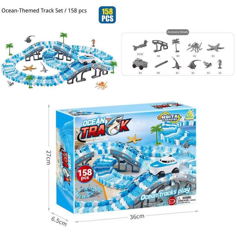 Ocean Theme Flexible Race Car Tracks for Kids