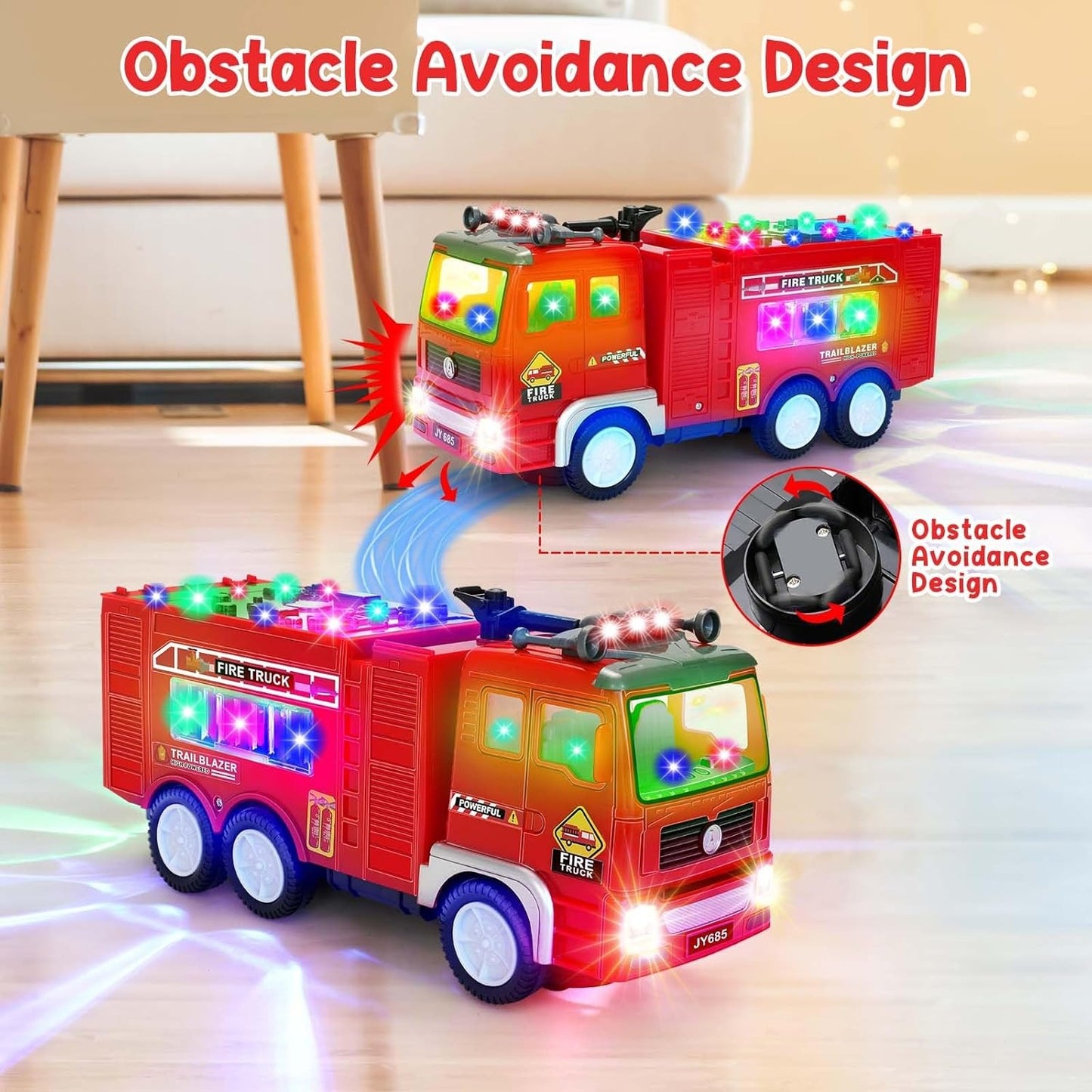 Fire Truck Toy with Music & 4D LED Lights