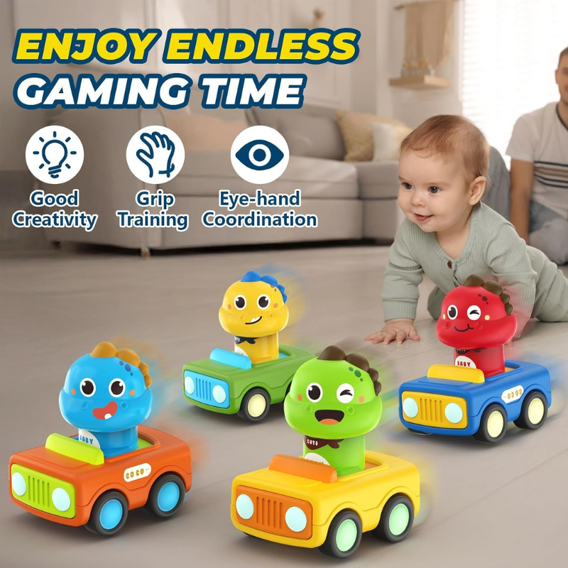 Press and Go Baby Animal Racing Car Toy for Toddlers 1-3