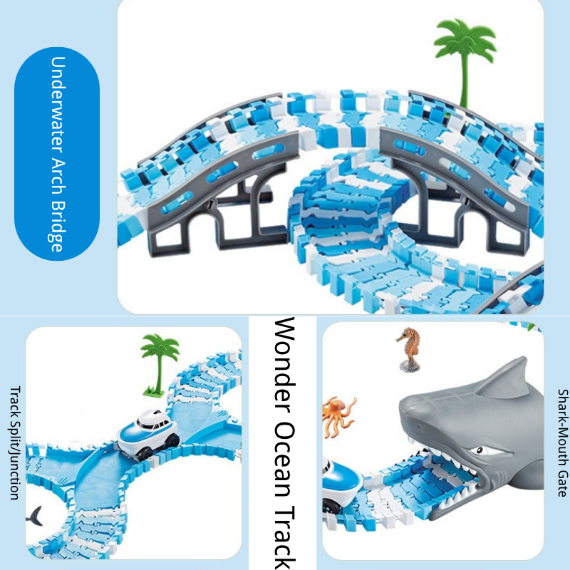 Ocean Theme Flexible Race Car Tracks for Kids