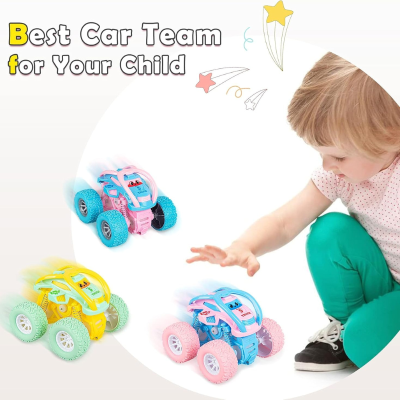 Pull Back Monster Truck Flip Stunt Car Toy for Girls Boys 2-6