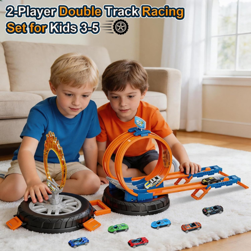 Toy Car Race Track Set Stunt Racing Playset with 360° Loop for Kids
