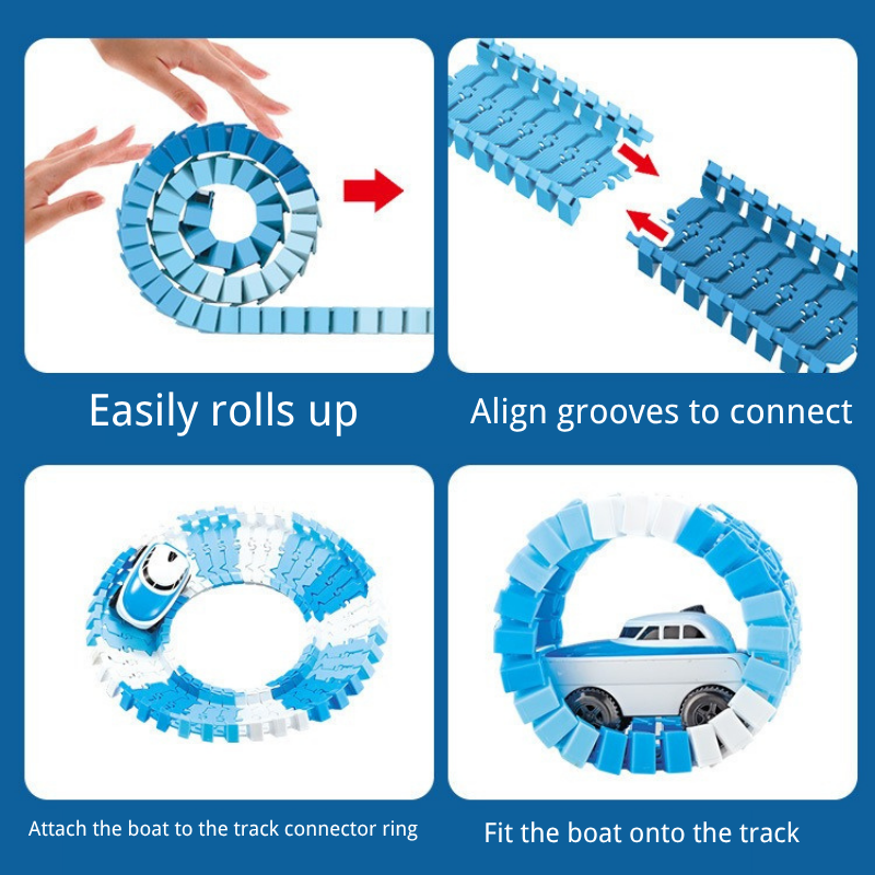 Ocean Theme Flexible Race Car Tracks for Kids