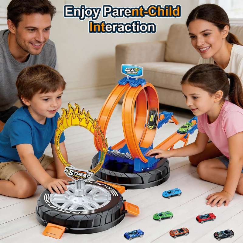 Toy Car Race Track Set Stunt Racing Playset with 360° Loop for Kids