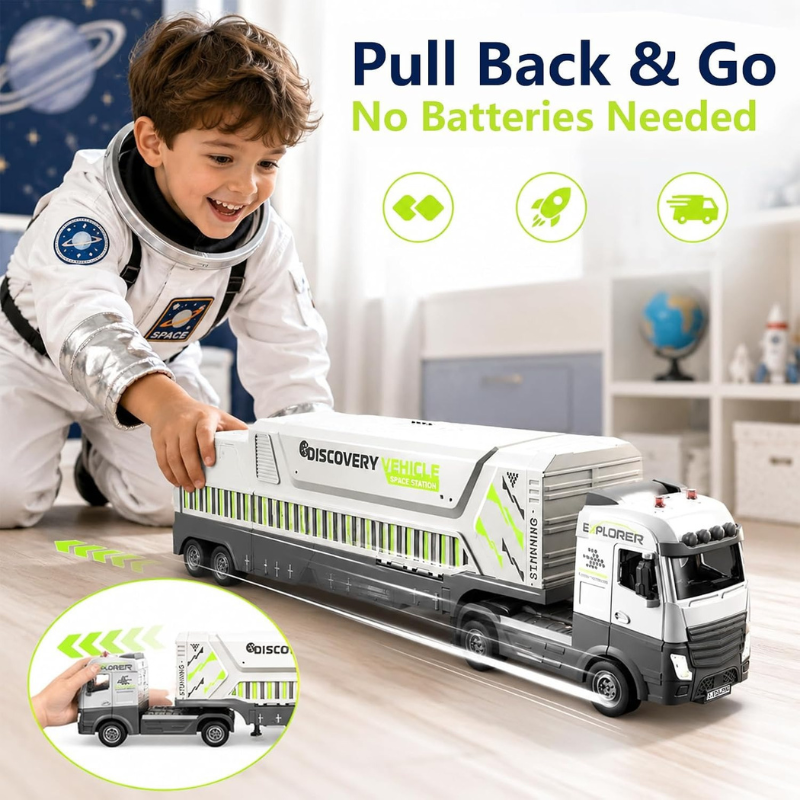 Space Explorer Truck Track Toy Playset for Kids Ages 3-8