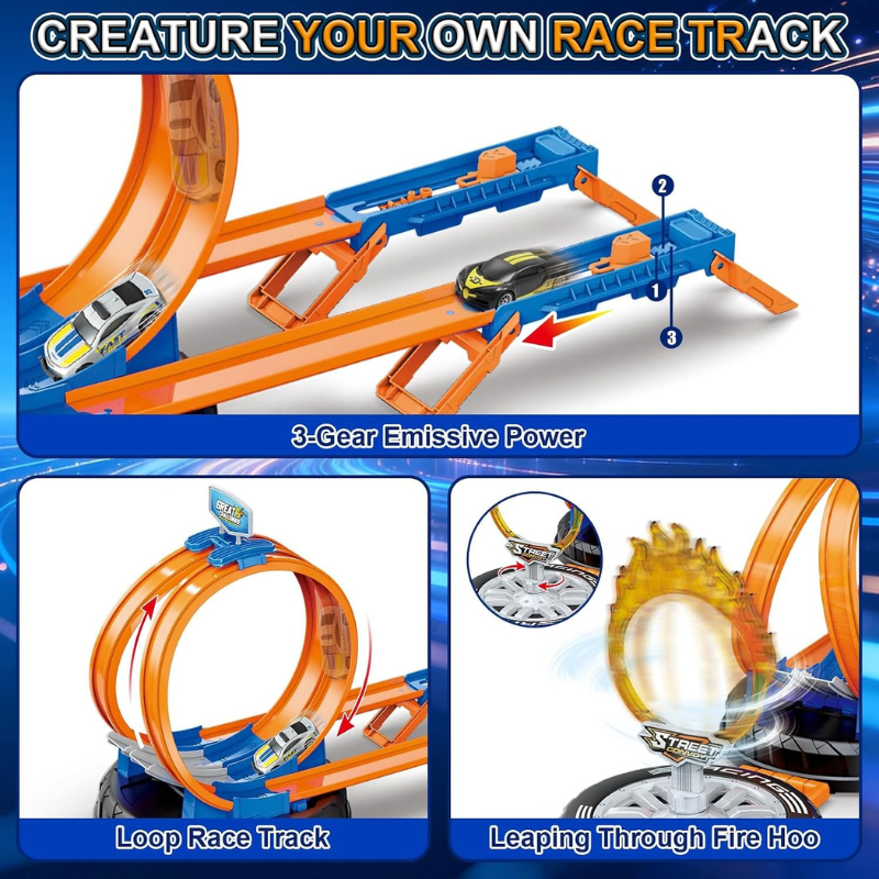 Toy Car Race Track Set Stunt Racing Playset with 360° Loop for Kids
