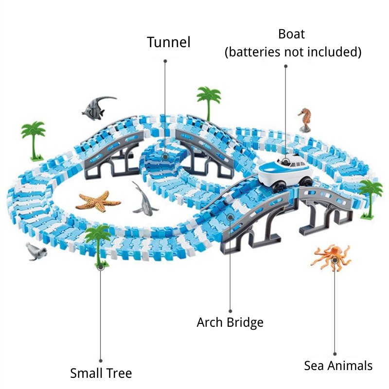 Ocean Theme Flexible Race Car Tracks for Kids