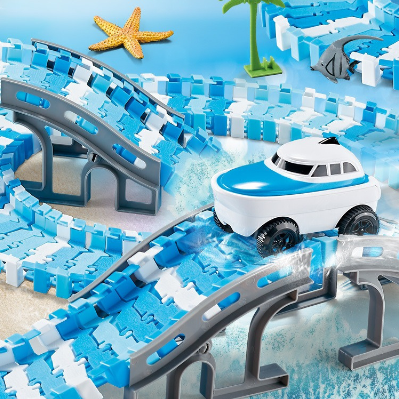 Ocean Theme Flexible Race Car Tracks for Kids