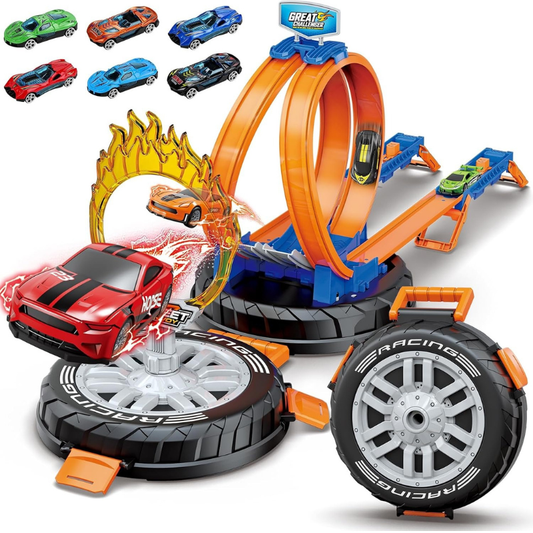 Toy Car Race Track Set Stunt Racing Playset with 360° Loop for Kids