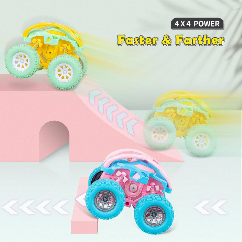 Pull Back Monster Truck Flip Stunt Car Toy for Girls Boys 2-6