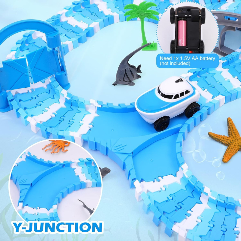 Ocean Theme Flexible Race Car Tracks for Kids